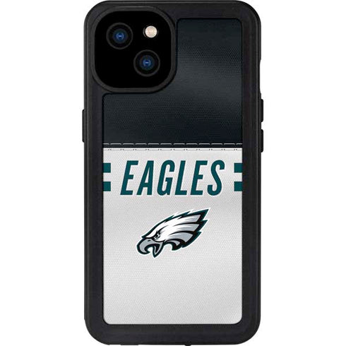 NFL Philadelphia Eagles White Striped iPhone 15 Plus Waterproof Case